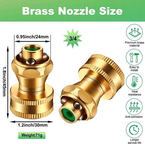 Hotop Brass Hose Nozzle - Adjustable Twist Sprayer for Garden | 3/4 Inch Size