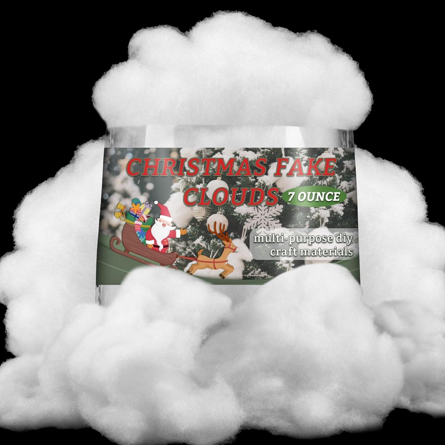 Rainflow Christmas Fake Snow Cotton - 7 Ounce Artificial Snow for Crafts | White Fluff for Holiday Decor