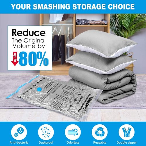 BoxLegend Vacuum Storage Bags - Thickened Waterproof Compression Bags for Clothing & Bedding | 6 Medium (19.68” x 27.56”)