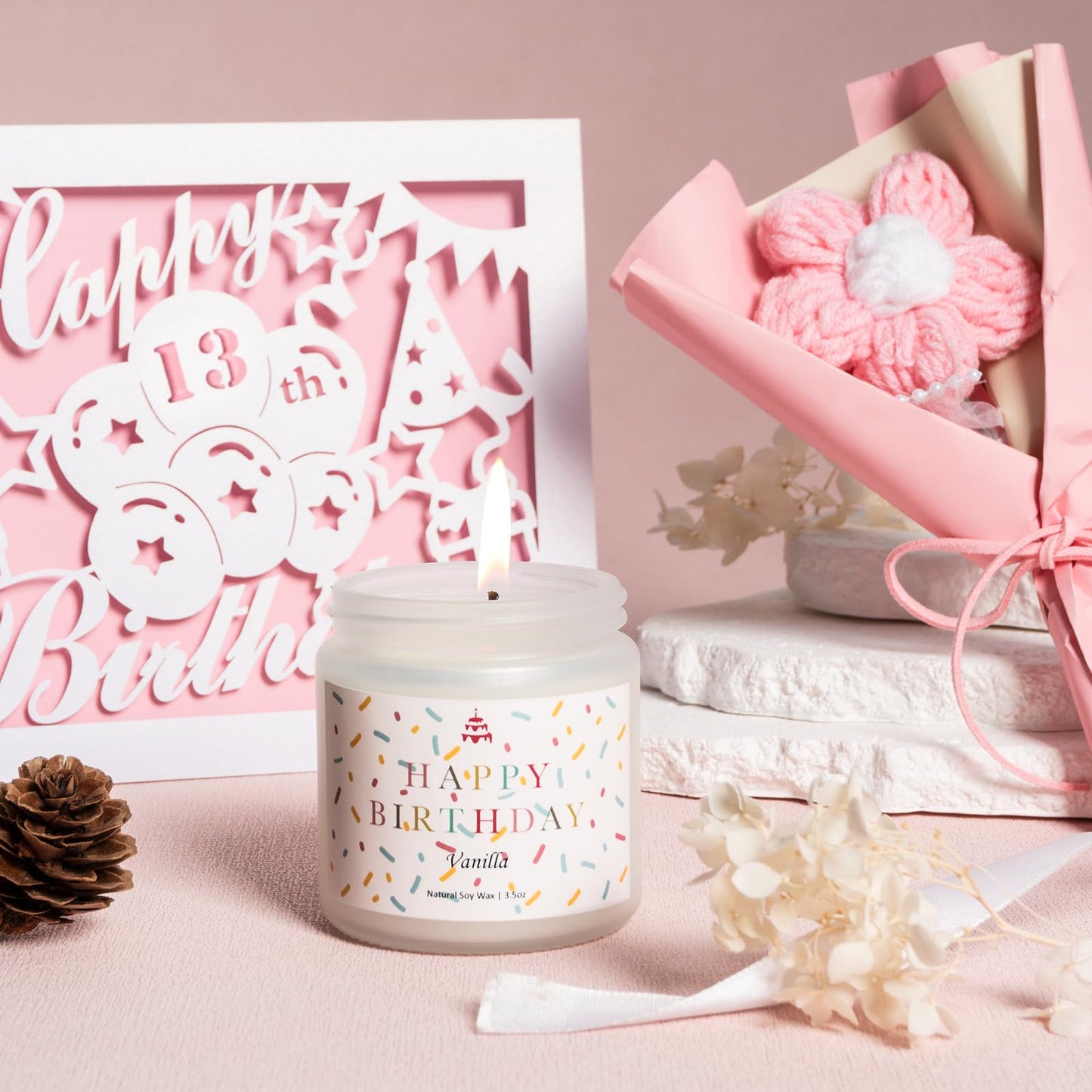XGFYYMM 13th Birthday Gifts for Girls, 13 Year Old Gift Ideas for Official Teenager Girl, 7Pcs Happy 13th Birthday Basket Decorations Teen Trendy Stuff, Pink Presents Box for Her, Daughter, Niece
