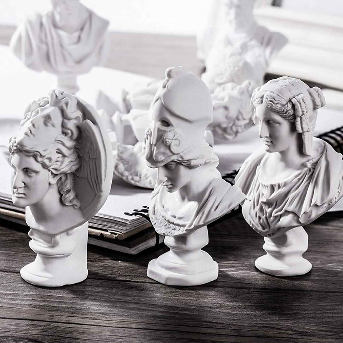 LAGOM HOUSE Greek Bust Statue Set - 10 PCS Mini Greek Mythology Figurines for Home Decor & Gifts