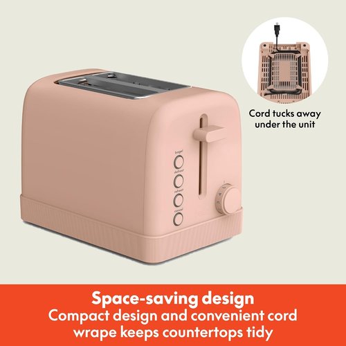 Bella 2 Slice Toaster - 6 Shade Settings, Reheat & Bagel Functions, Removable Crumb Tray, 900W - Blossom