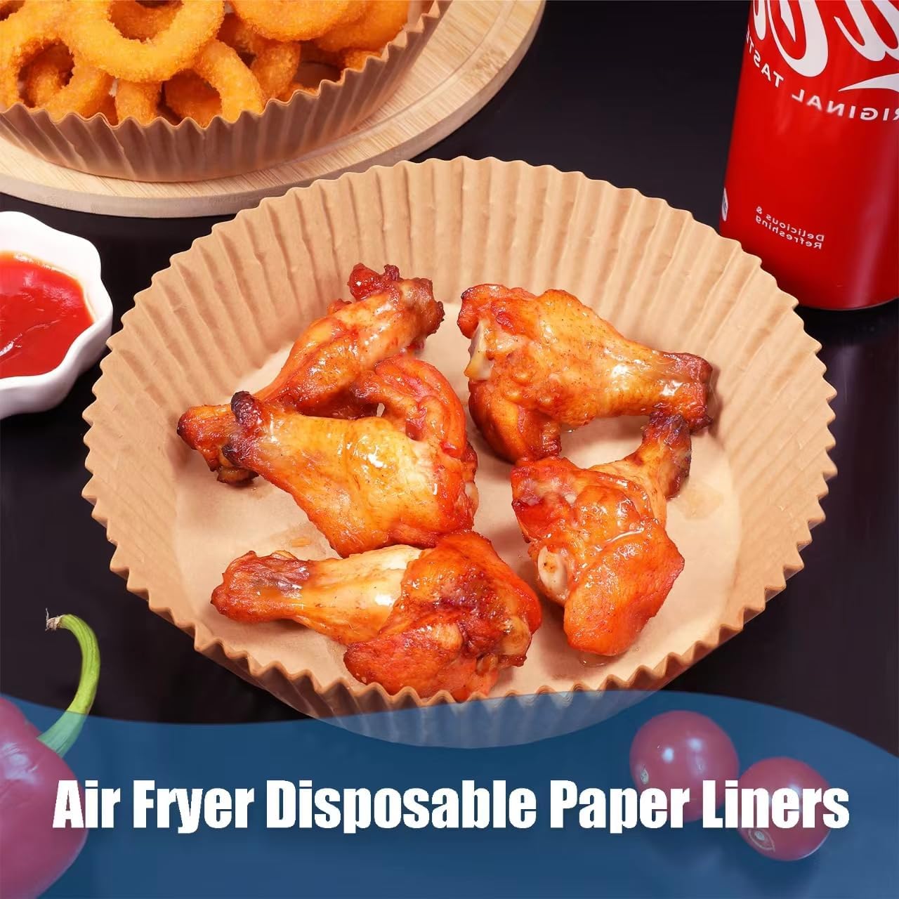 Skiennix Thick Air Fryer Paper Liners - Non-Stick Disposable Parchment Paper | 100PCS, 6.5 Inch Round