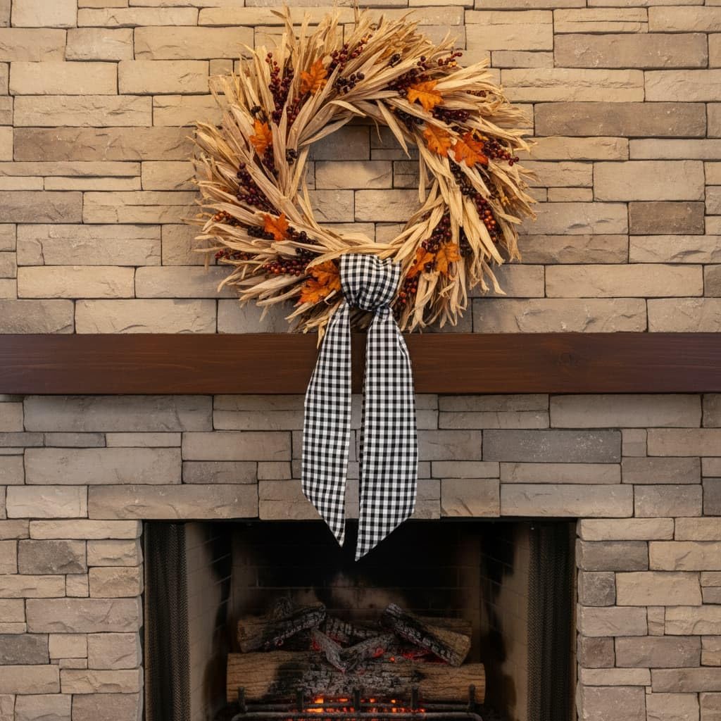 Regine Switzerland Wreath Sash - Black White Checkered Plaid Bow Ribbon for Year-Round Home Decor (5.12" x 54.33")