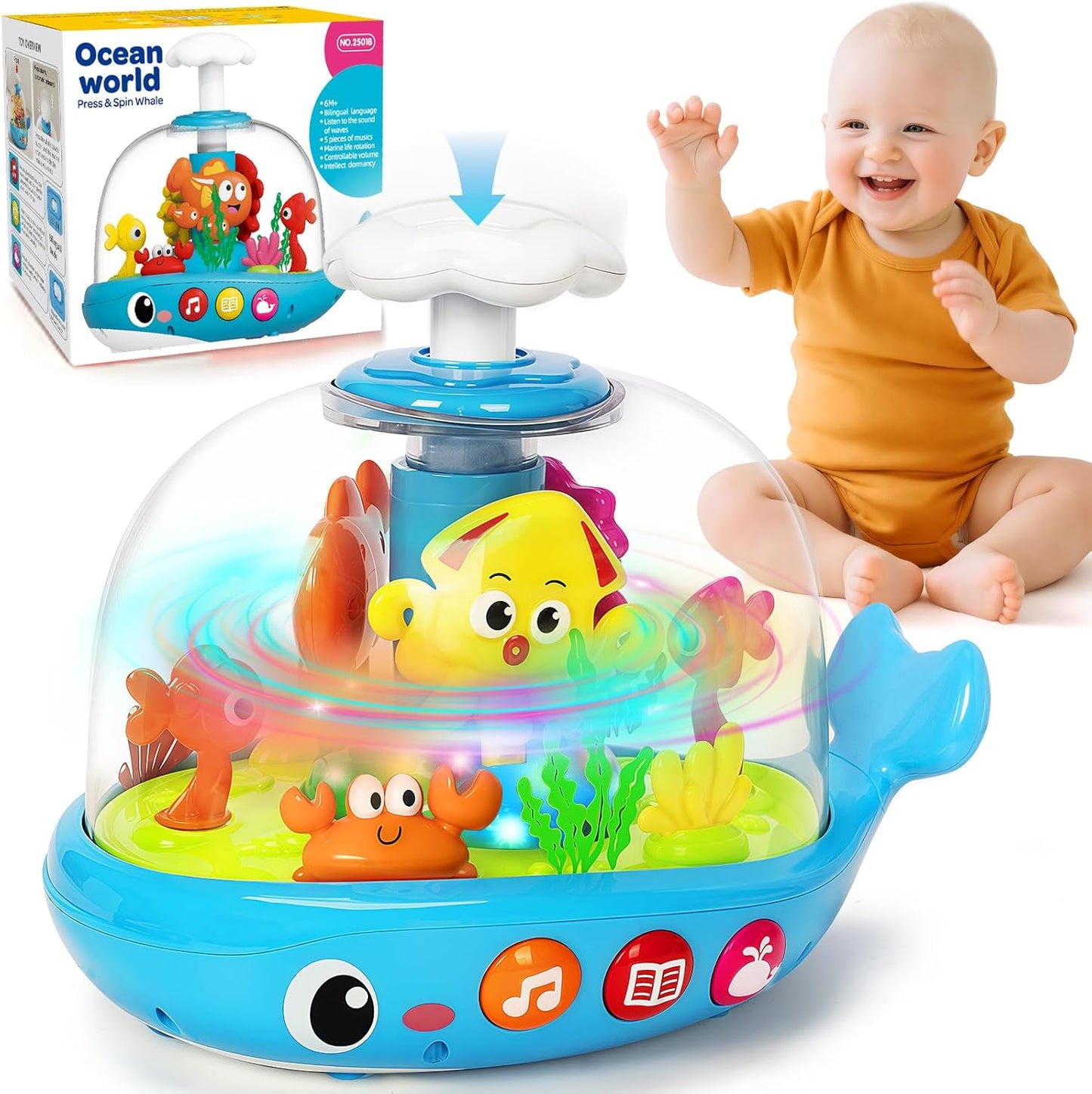 Skiennix Musical Aquarium Baby Toys - Early Learning Educational Toy for 6-12 Months | Engaging Sound & Light Features