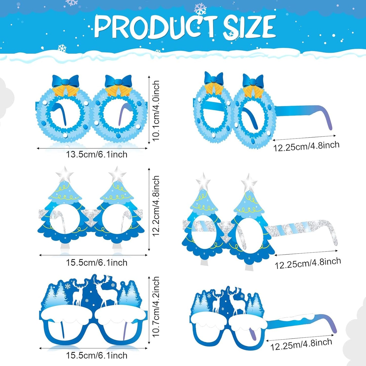 Skiennix Snowflake Paper Eyeglasses - 36 Pcs Winter Party Favors for Christmas & Holiday Celebrations