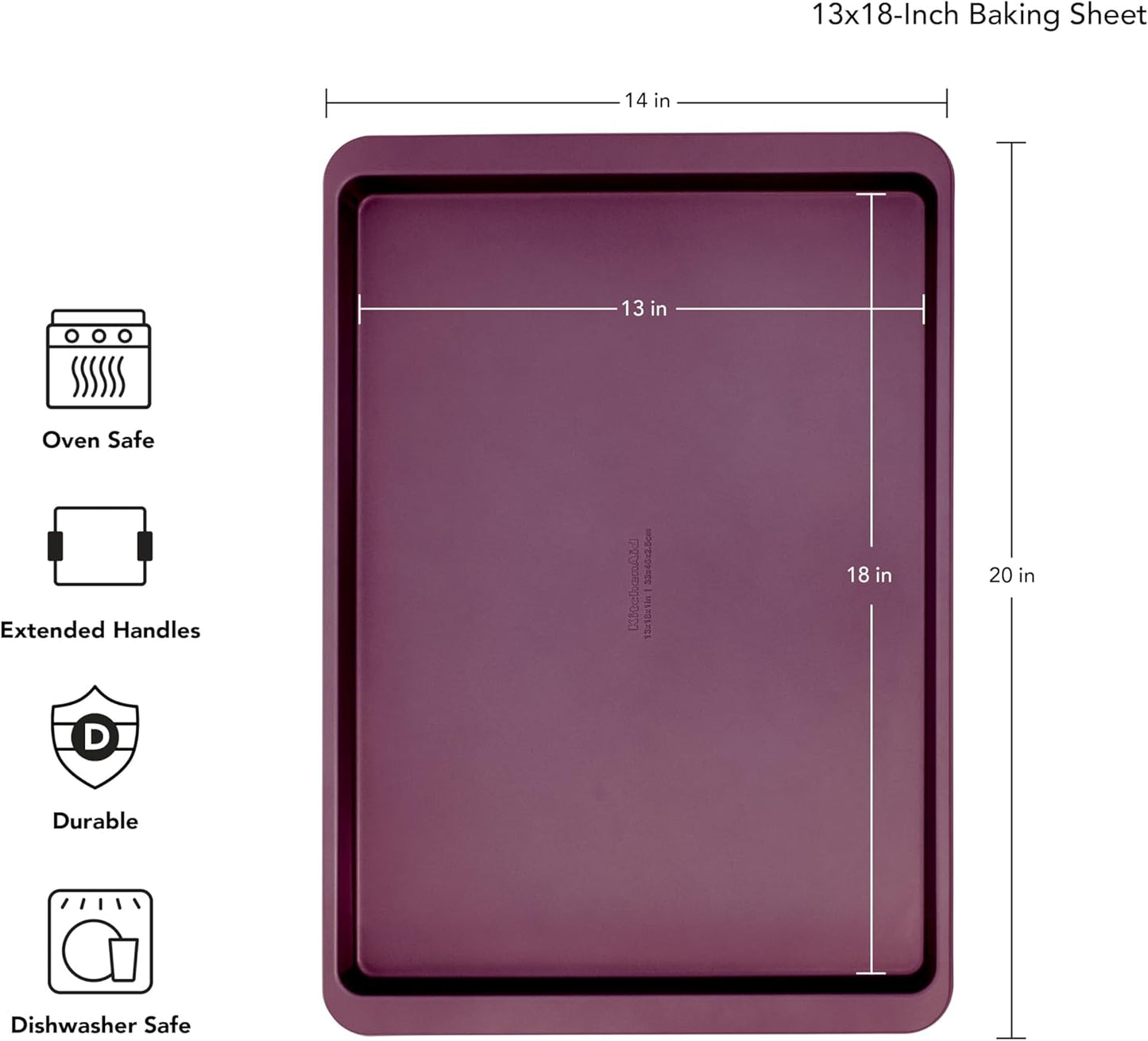 KitchenAid Nonstick Baking Sheet - 13x18in Aluminized Steel | Durable Beetroot Color