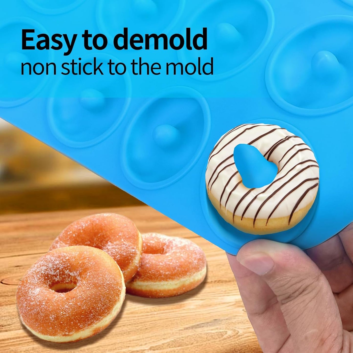 Skiennix Silicone Donut Pan - 12 Hole Mini Donut Molds | Heat Resistant & Non-Stick, Dishwasher Safe