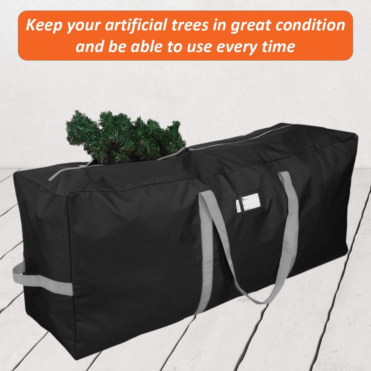 Primode Heavy Duty Christmas Tree Storage Bag - Fits Up to 9 Ft Trees | Durable 600D Oxford Material, Black