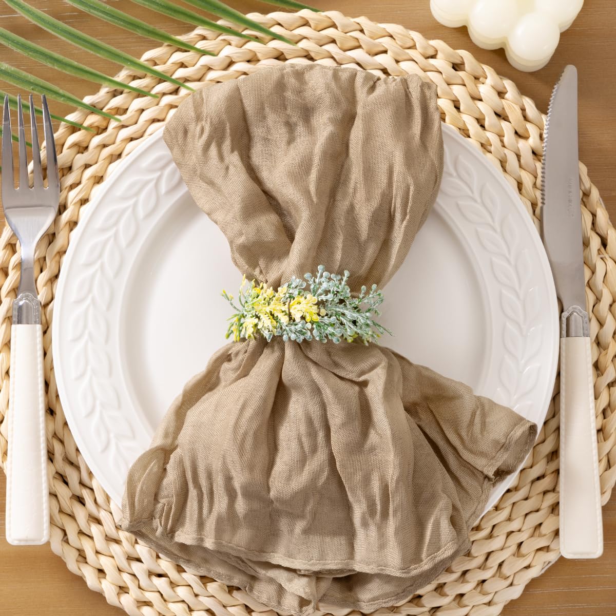 Socomi Nude Coffee Cheesecloth Napkins Summer Cheese Cloths Gauze Set of 24 Boho Washable Dinner Table Napkins for Wedding Party Baby Shower Birthday Party Decor