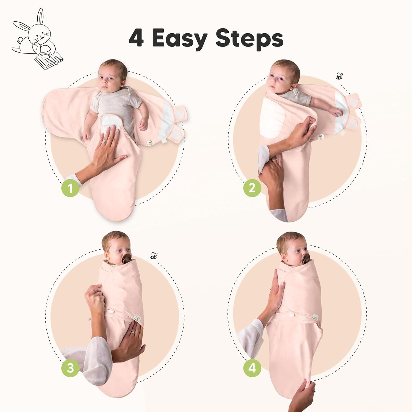 Skiennix Organic Baby Swaddle Sleep Sacks - Soft & Snug for Newborns 0-3 Months | 3-Pack (Angelic, OS)