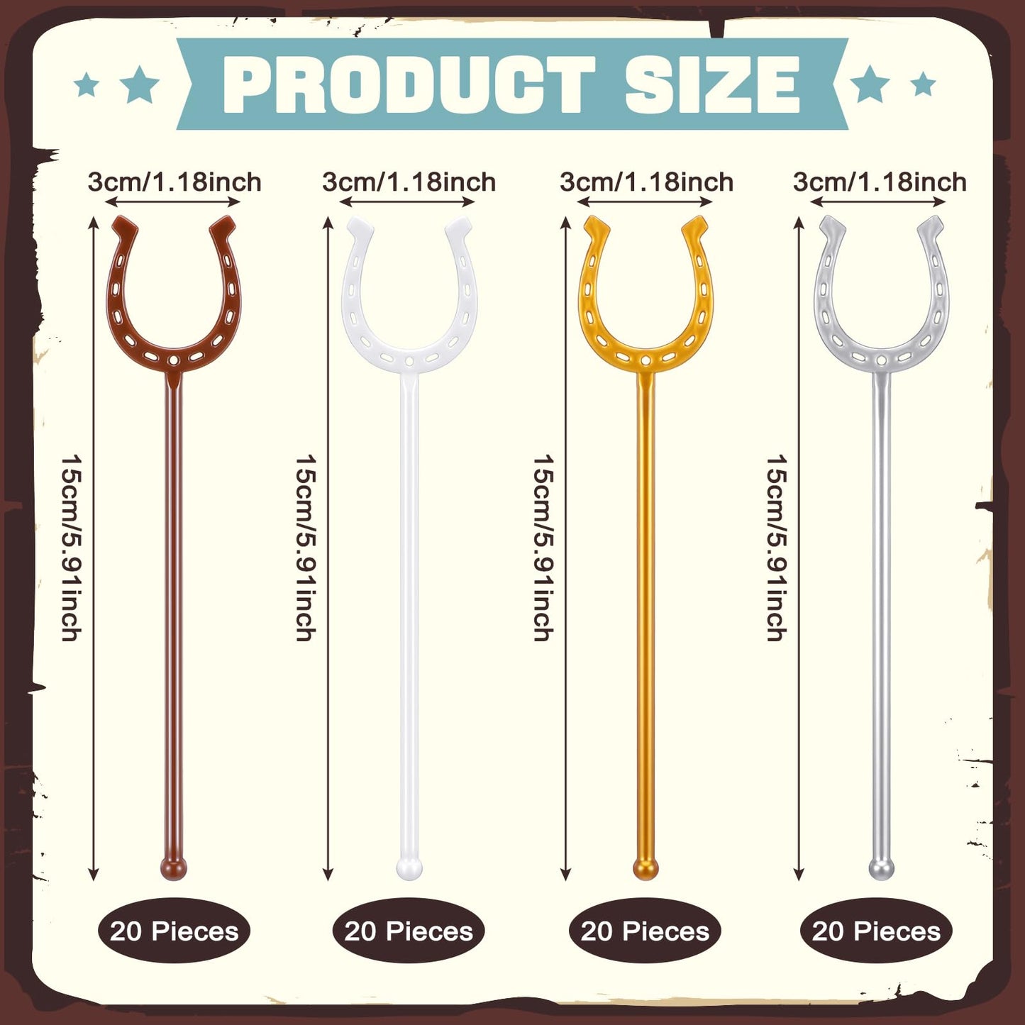 Teenyyou 80 Pcs Derby Drink Stirrers Bulk 5.9 Inch U Shaped Horseshoe Plastic Swizzle Sticks Horse Racing Coffee Cocktail Stirrers Reusable Horse Racing Beverage Stir Stick for Home Coffee Bar Kitchen