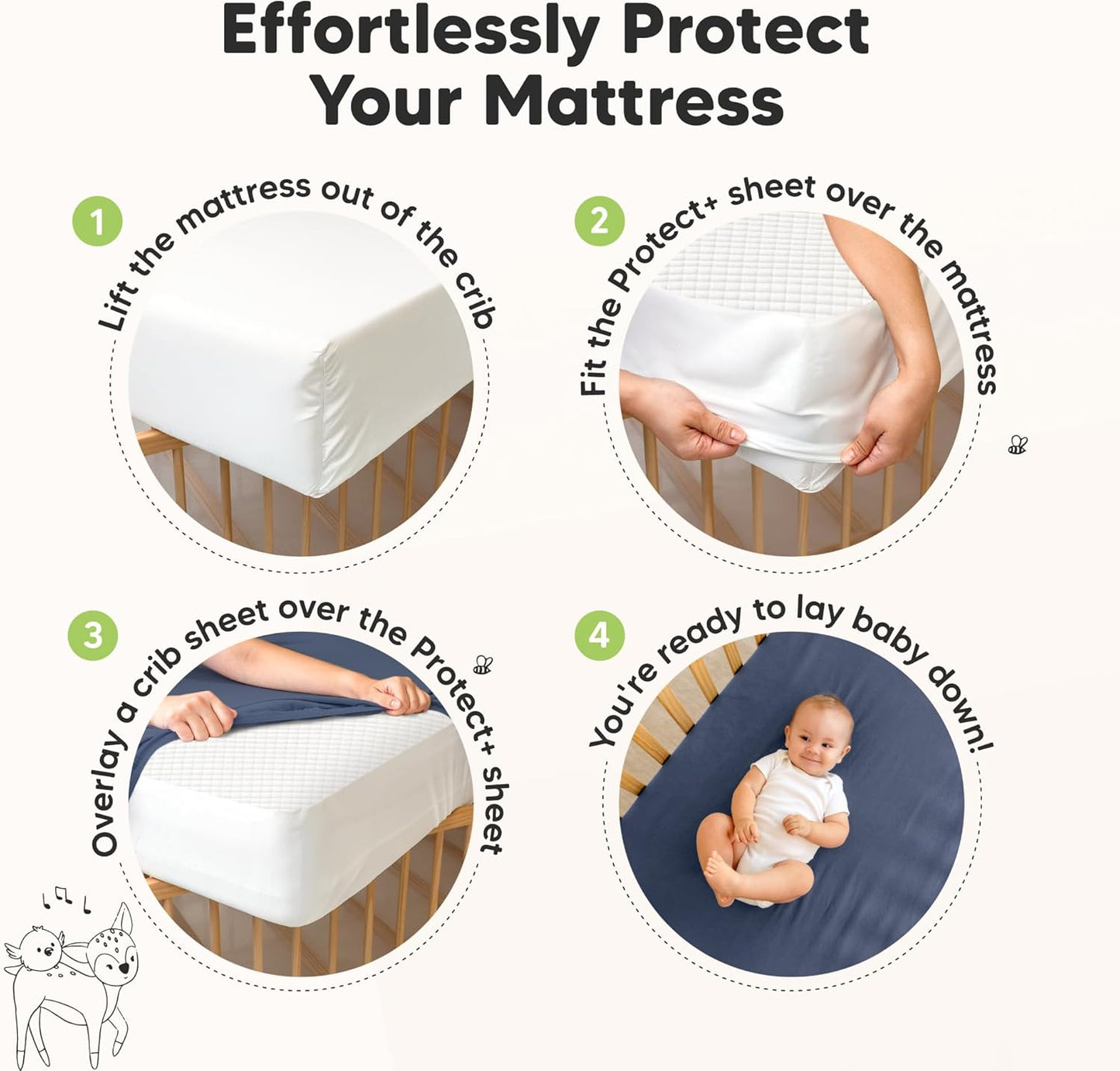 Skiennix 2-Pack Waterproof Crib Mattress Protector - Soft Quilted Cotton, 52" x 28", Machine Washable, Easy Fit