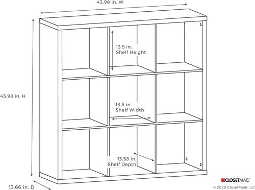 ClosetMaid 9-Cube Storage Shelf Organizer - Easy Assembly Wood Bookshelf in Black Walnut