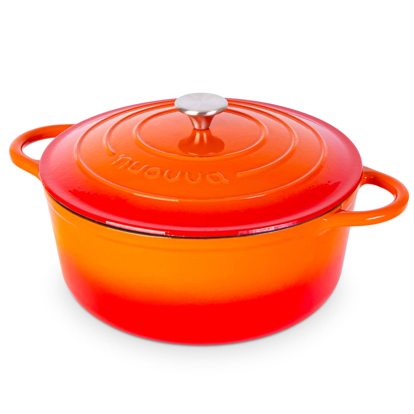 Cast Iron Dutch Oven with Lid – Non-Stick Ovenproof Enamelled Casserole Pot – Sturdy Dutch Oven Cookware – Orange, 7.3-Quart, 30cm – by Nuovva