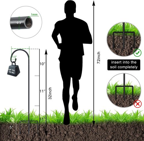 Feed Garden Adjustable Shepherd Hooks - Rust Resistant Steel for Outdoor Lanterns & Bird Feeders | 32 Inch, 8 Pack