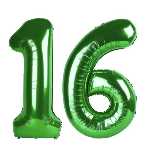 Dark Green Number 16 Balloon 40 Inch, 16th Birthday Party Decorations for Children, Giant 16 Foil Balloon for Party Supplies