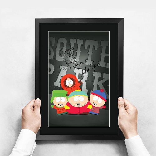HWC Trading South Park Autographed Poster - 16" x 12" Framed TV Memorabilia Gift for Fans