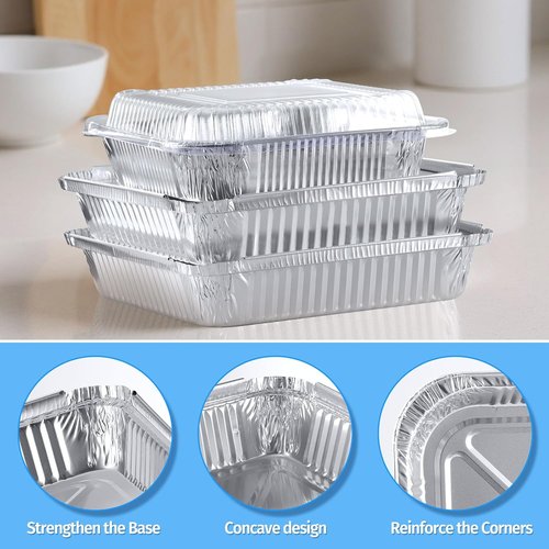 40 Pack Disposable Aluminum Pans with Lids - 9x9 & 8x8 Square Foil Pans for Meal Prep & Cooking