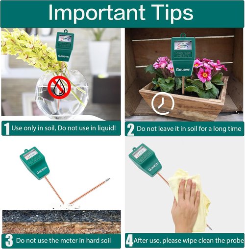 Gouevn Soil Moisture Meter - Long Probe Plant Water Meter for Indoor & Outdoor Use | No Battery Required
