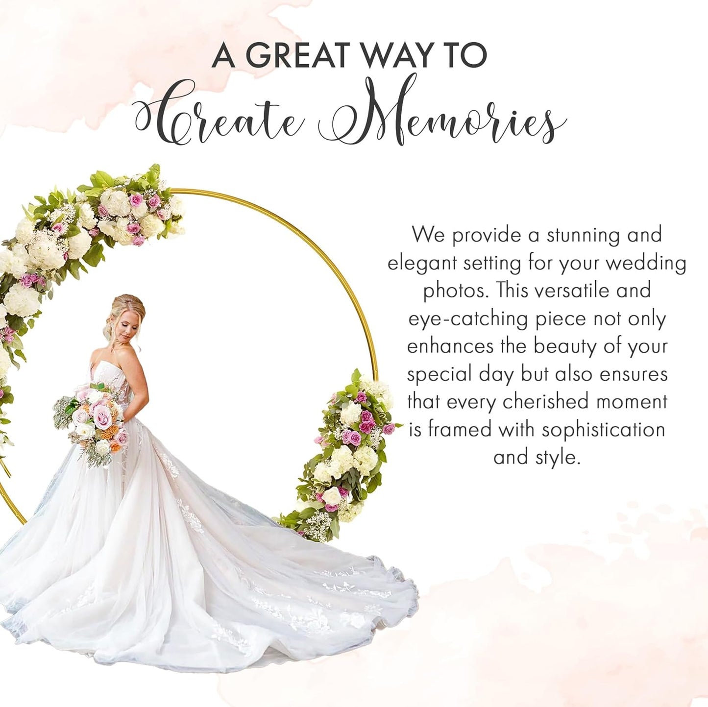 Round Backdrop Stand - 7.2 Ft Gold Iron Circle Frame | Portable Wedding Arch for Parties & Balloons