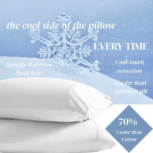Beckham Hotel Collection Cooling Pillowcases - King Size Set of 2 | Silky Soft, Breathable, Moisture-Wicking, White
