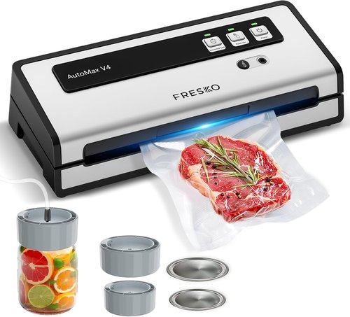 FRESKO Vacuum Sealer Machine - Automatic Bag Detection & Double Heat Seal | Starter Kit Included