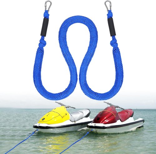 7-14FT Bungee Anchor Line - Elastic Dock Line with Shock Absorption & Stainless Steel Hook | Fits Seadoo, Kawasaki, Yamaha PWC