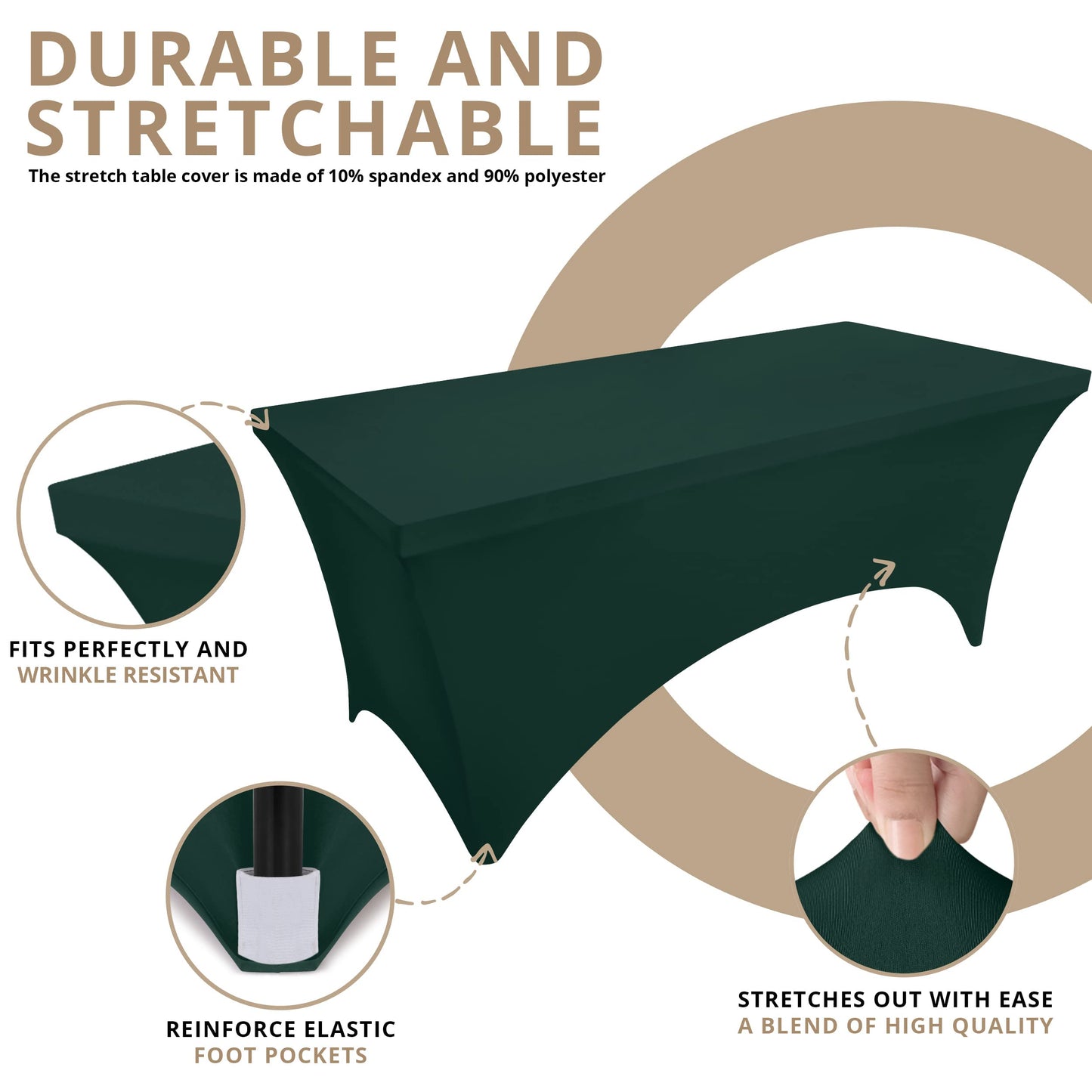 Utopia Kitchen Spandex Tablecloth 2 Pack [8FT, Hunter Green] Tight, Fitted, Washable and Wrinkle Resistant Stretch Table Cloth Rectangle Cover for Trade Show, Weddings & Parties [96Lx30Wx30H Inch]