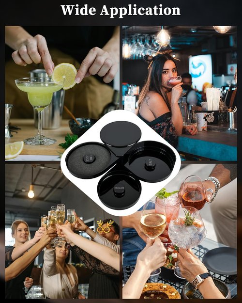 DUPDMKIN Margarita Salt Rimmer Set, 3-Tier Bar Glass Salt Rimmer for Cocktails with Separate Trays for Lime Juice, Salt and Sugar