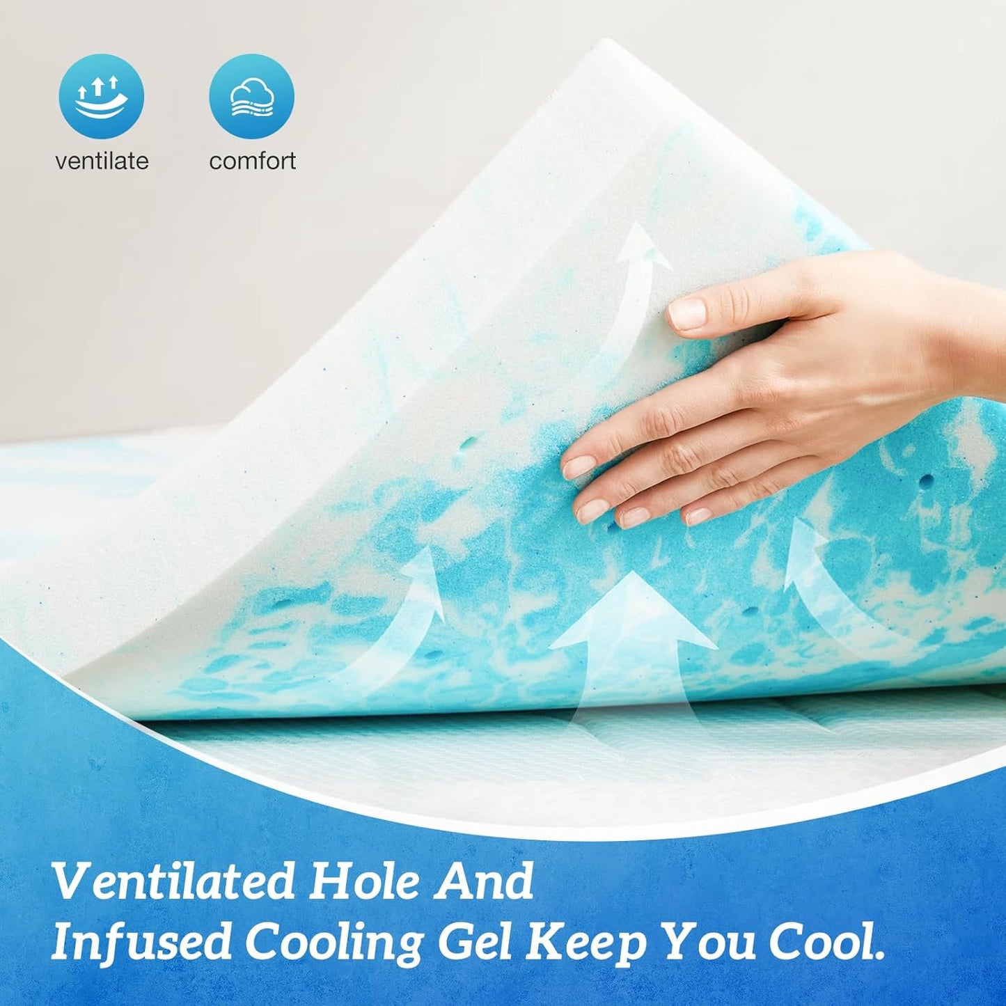 Sweetcrispy Memory Foam Mattress Topper - 4 Inch Gel-Infused Cooling Pad for California King Bed | CertiPUR US Certified, Breathable Design