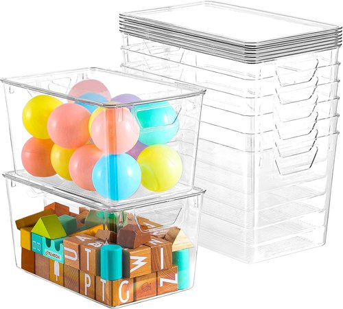 Clear Storage Bins by [Brand Name] - 7 Quart Stackable Containers with Lids for Home Organization