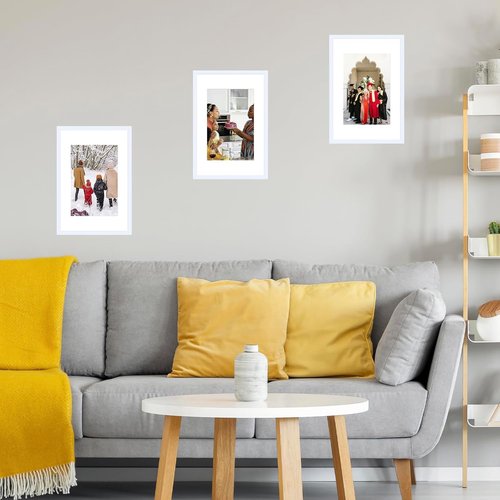 JCJMY 11x17 Picture Frame - White Frame with 8x10 Mat for Photos | Shatter-Resistant Plexiglass