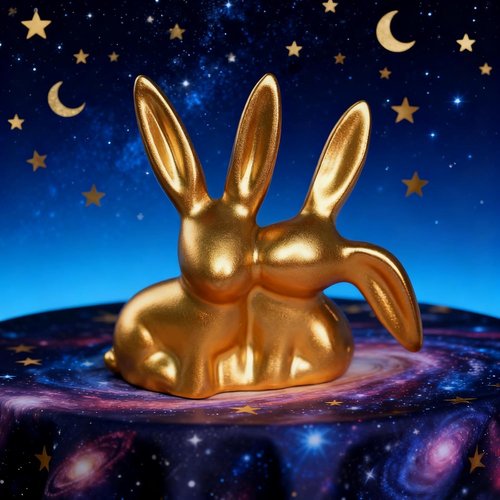 Golden Couple Bunny Figurine - Unique Resin Statue for Home & Office Decor | Perfect for Easter, Christmas & More