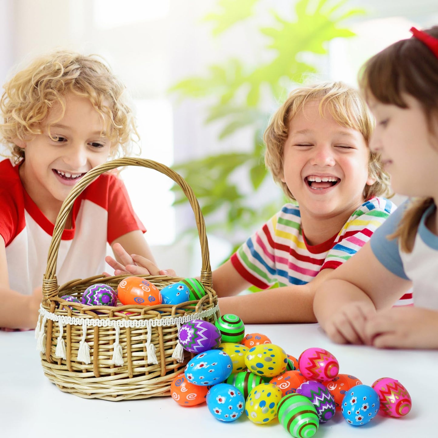 JOHOSEEK Plastic Easter Eggs Fillable, 36 PCS Printed Bright Easter Eggs Empty, Colorful Eggs for Easter Gifts Party Favors Eggs Hunt, Easter Basket Stuffers, Plastic Eggs Bulk