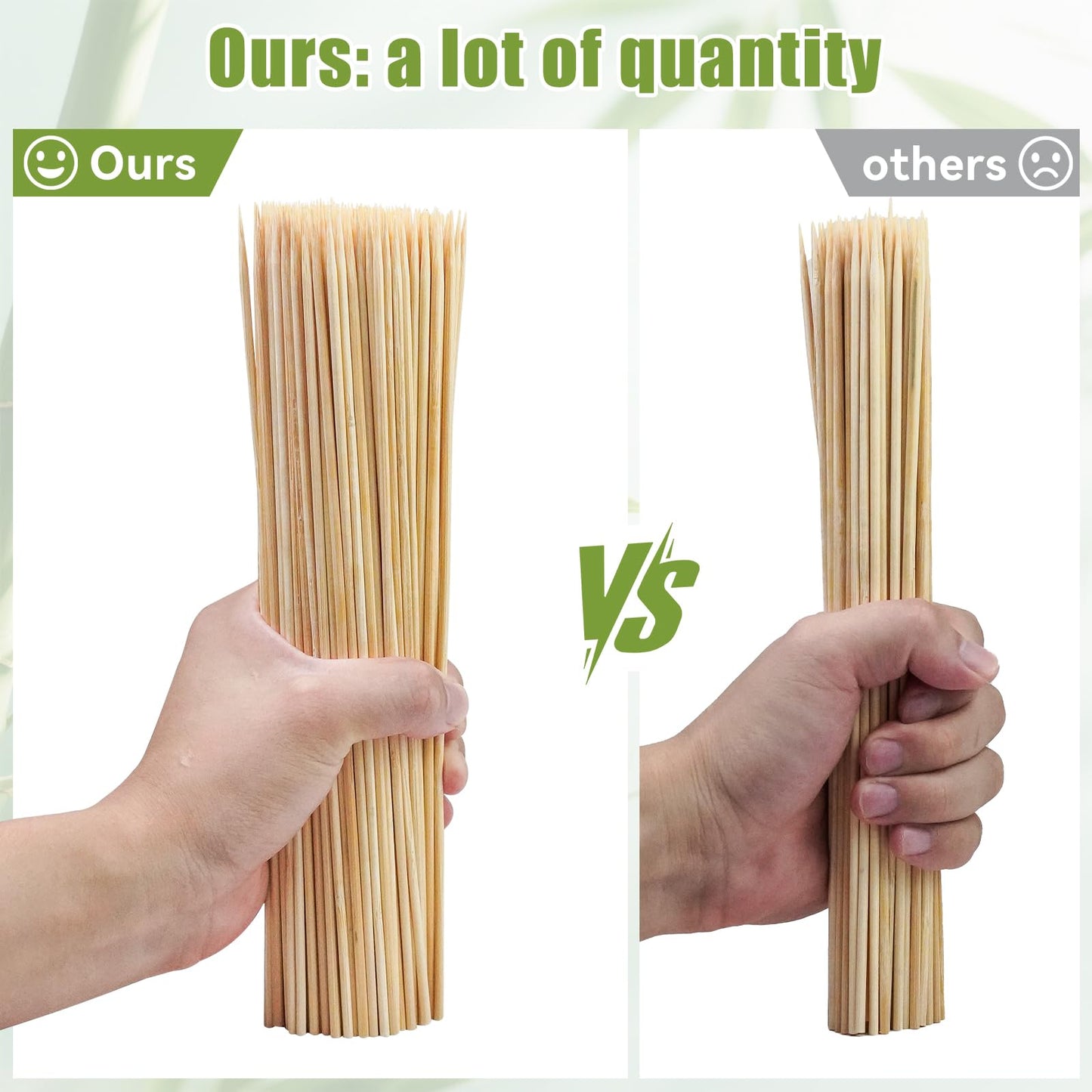 200PCS 6 inch Bamboo Skewers for BBQ,Appetizer,Fruit,Cocktail,Chocolate Fountain,Kitchen, Grilling,Crafting and Party. More Size Choices 6"/8"/10"/12"/36"
