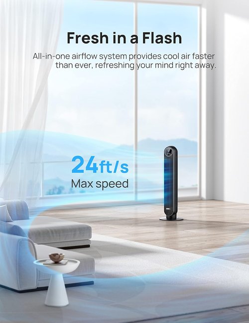 DREO Tower Fan Bundle - 25ft/s Quiet Oscillating Floor Fan with 4 Speeds & Modes | 12-Inch Table Air Circulator