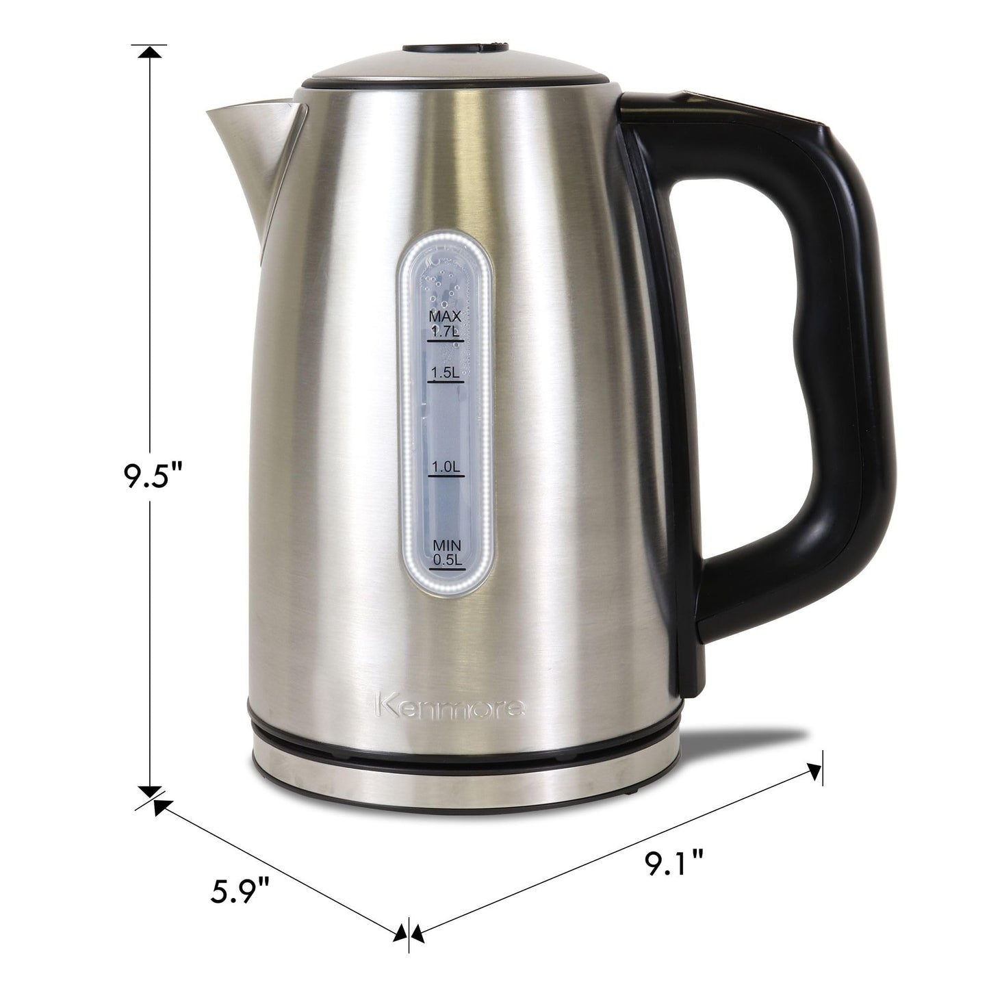 Kenmore Digital Cordless Kettle1.7 L/1.8 Quarts Capacity, Stainless Steel Electric Kettle with Digital Temperature Control, Concealed Heating Element, and Keep Warm Mode, Silver, Standard