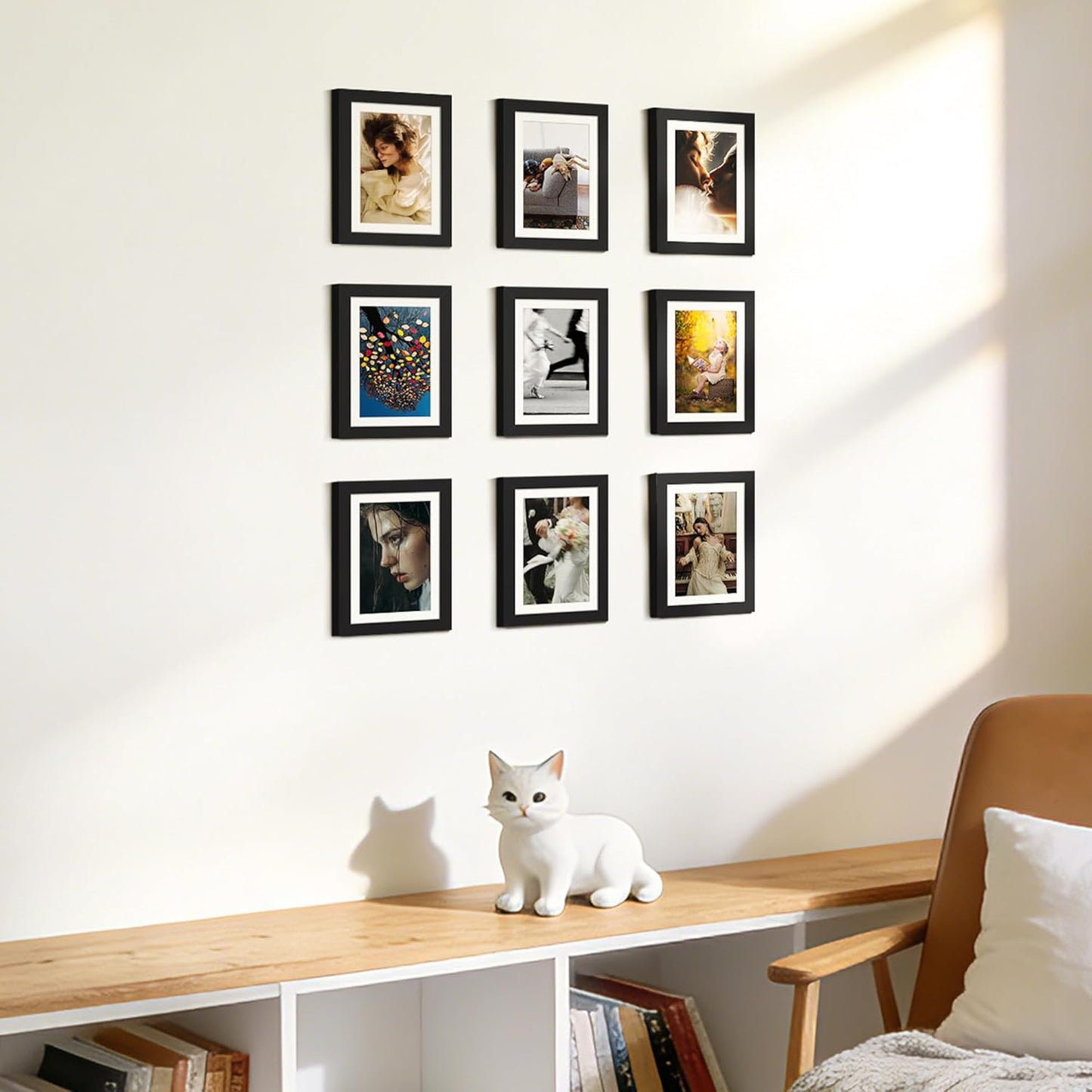 Upsimples 5x7 Picture Frame Set of 10 - Multi-Photo Collage Frames for Wall/Tabletop Display - Black