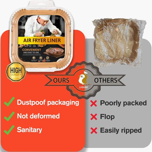 Chefman Air Fryer Liners - Disposable Non-Stick Parchment Paper for 4 Qt & 4.5 Qt Fryers | 120 Pcs Unbleached