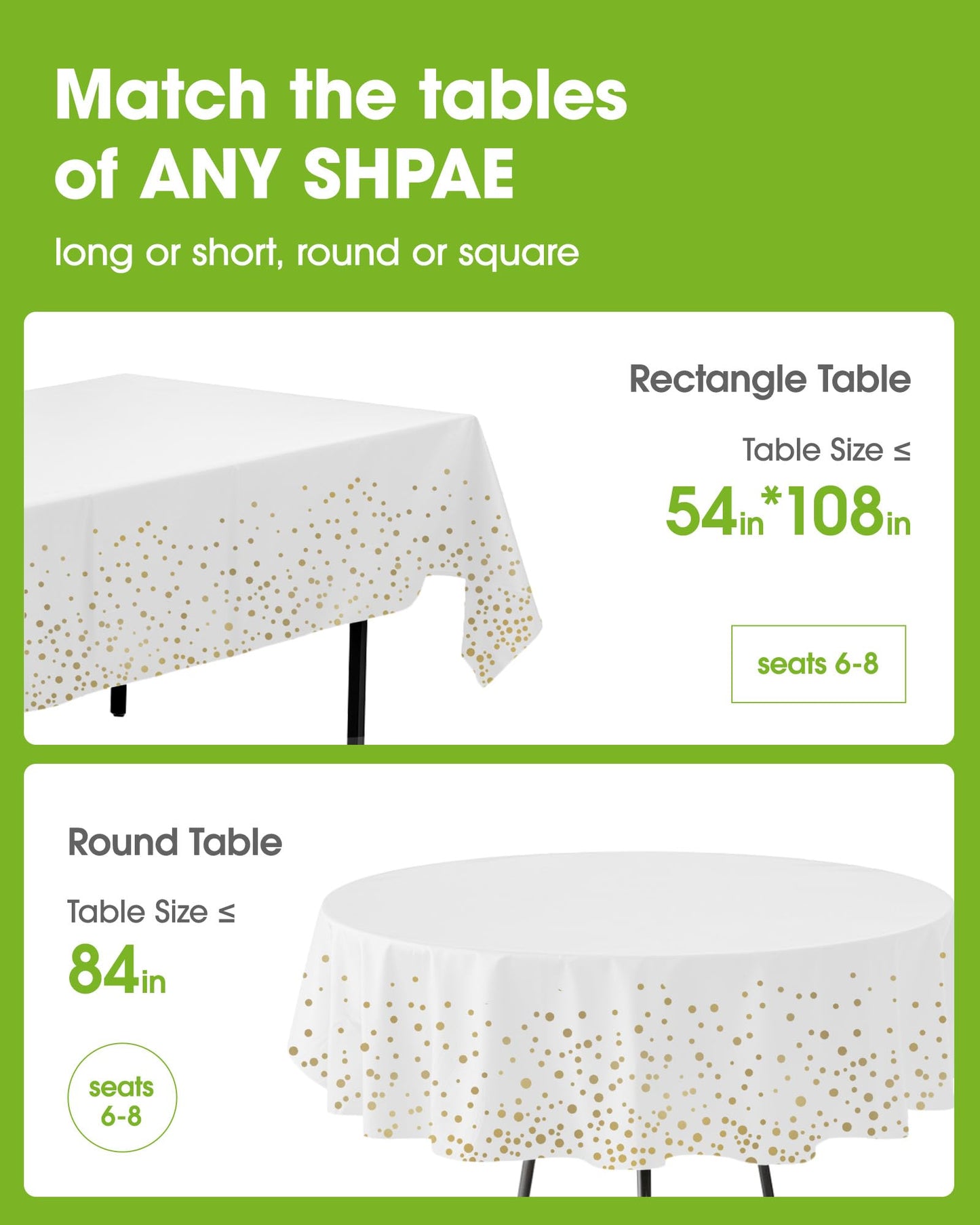 Pureegg Plastic Table Cloth Disposable 10 Pack, 54 x 108 Inch Table Cloths, Graduation Decorations Class of 2025, Graduation Tablecloths, Rectangle, Plastic Cover, Leakproof & Sturdy, White and Gold