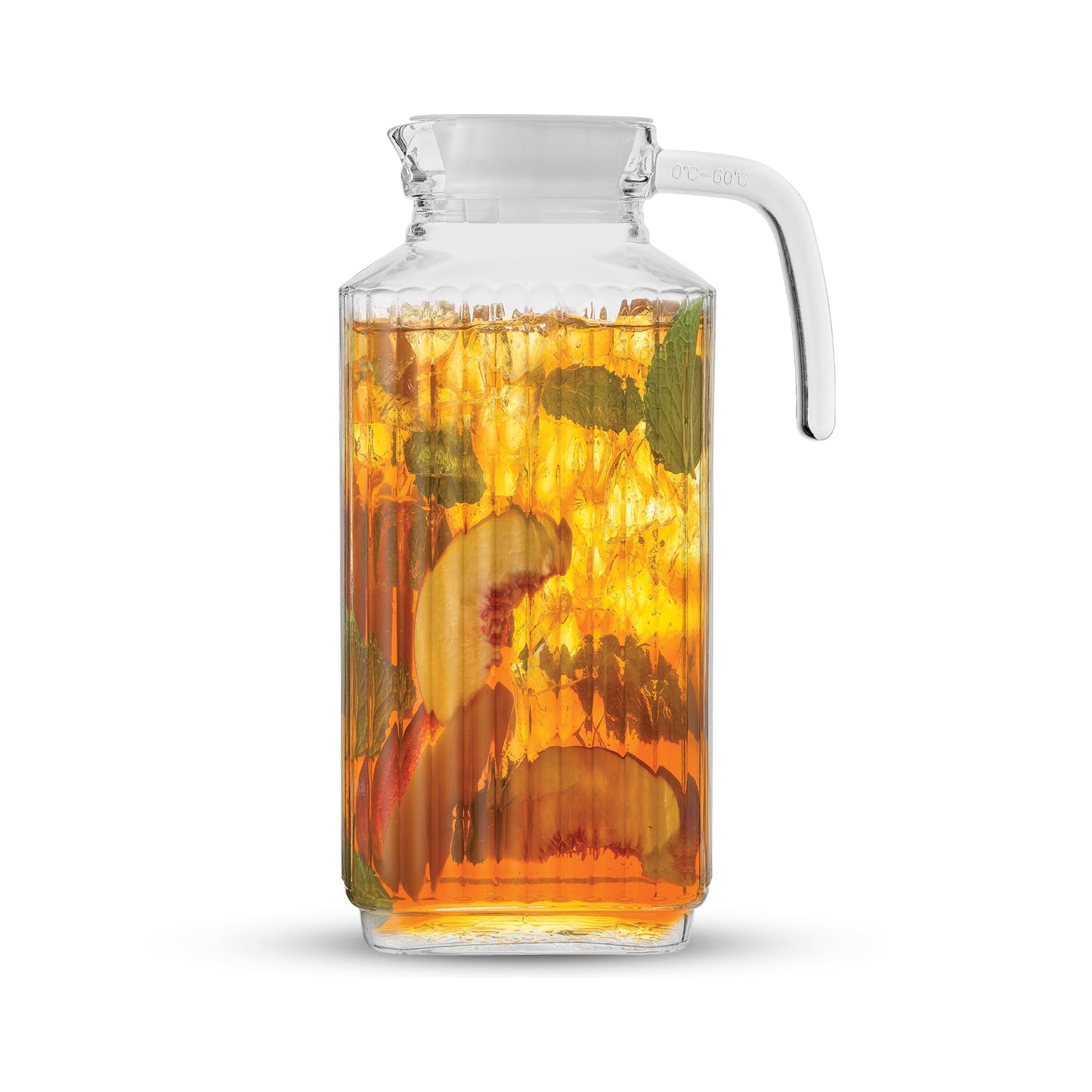JoyJolt 60oz Glass Pitcher with Lid (2 Lids) - Beverage Serveware and Storage Container for Cold Drinks and Liquids. Juice Container, Water Jug, Fridge Pitcher for Iced Tea or Milk