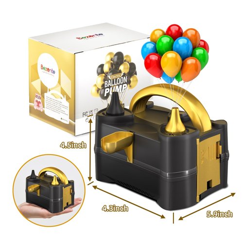 Bezente Balloon Pump Electric, Portable Balloon Inflator Pump Electric Air Pump for Balloons Dual Nozzle Electric Balloon Pump for Birthday Wedding Graduation Party Decorations
