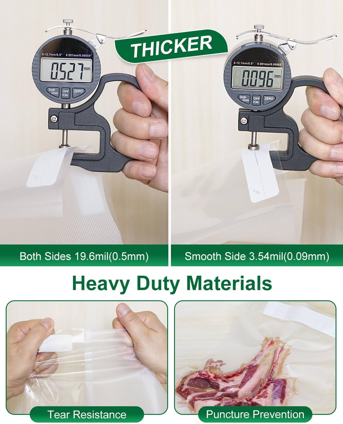 Quart Vacuum Sealer Bags - Heavy Duty BPA-Free Food Storage | 8x11 Inch, 100 Count, Precut