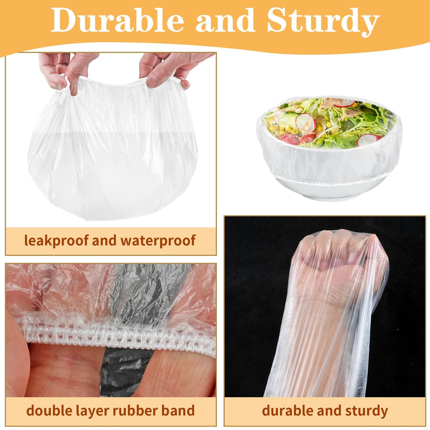 Plastic Shower Caps for Sourdough Bread, 200 Pcs Bowl Covers for Bread Proofing, Food Covers Stretch Reusable Elastic, Keep Food Fresh and Dust Away (Clear, L-14 inches)