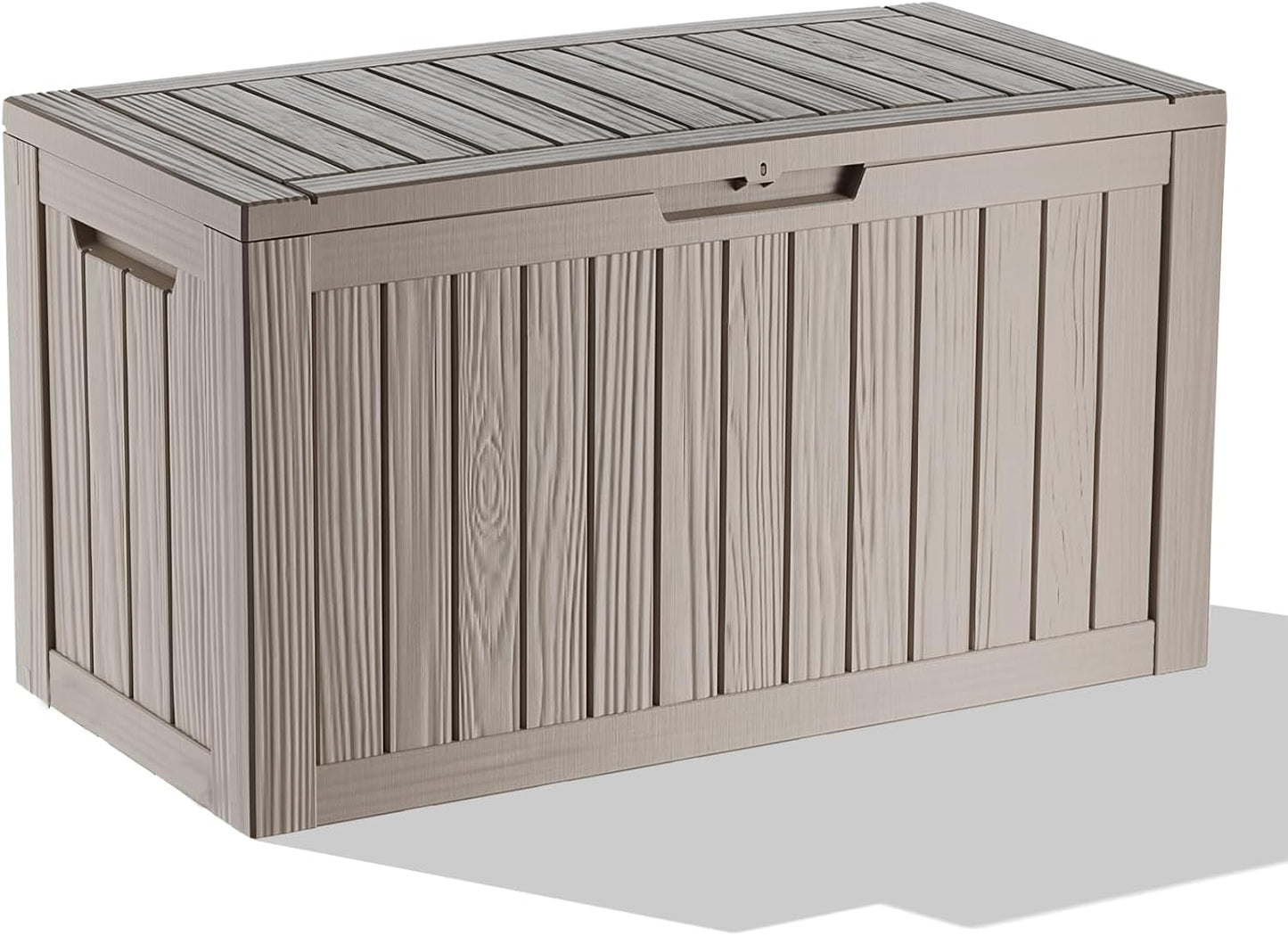 Skiennix 86 Gallon Outdoor Deck Box - Lockable Waterproof Storage for Garden Tools & Cushions | Grey