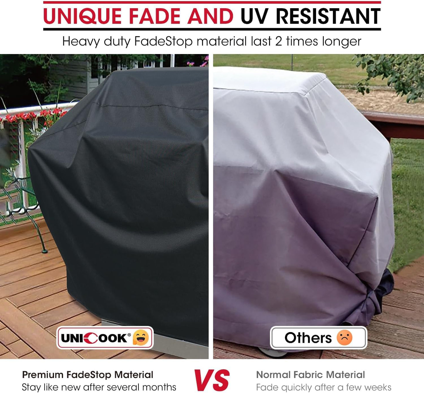 Unicook Heavy Duty BBQ Grill Cover - 65-Inch Waterproof & UV Resistant | Fits Weber, Char-Broil, Nexgrill