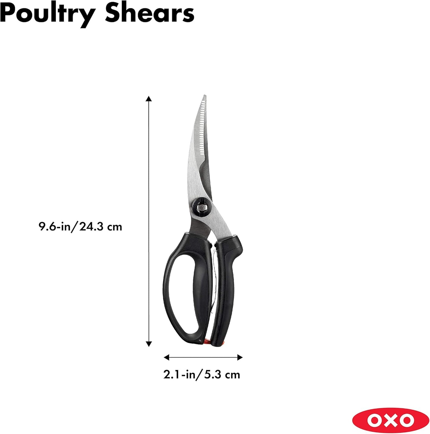 OXO Good Grips Poultry Shears - Spring-Loaded Design for Effortless Cutting | Sleek Black Finish