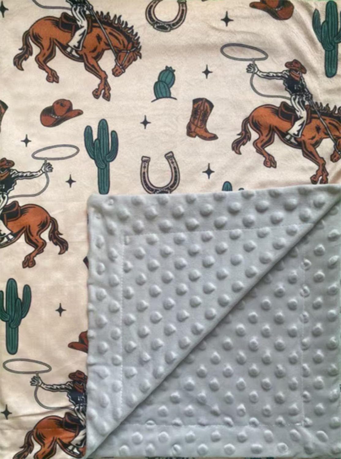 Baby Blanket for Boys Girls Super Soft Double Layer Minky with Dotted Backing Cute Cow Crib Receiving Blanket Bed Throws for Newborns Nursery Stroller Toddler 30 x 40 Inch (Western Cowboy)