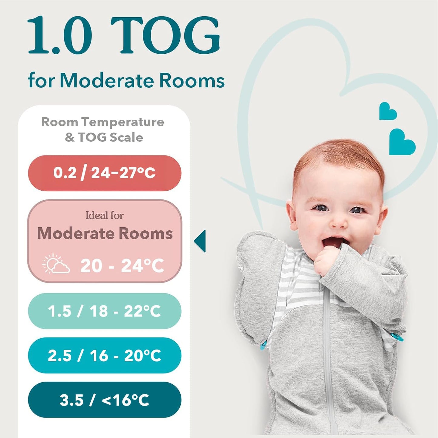 Love To Dream Swaddle Up - Soft Bamboo Fabric Wearable Blanket | Arms Up Position, 1.0 TOG, Small 8-13 lbs, Boats Mist